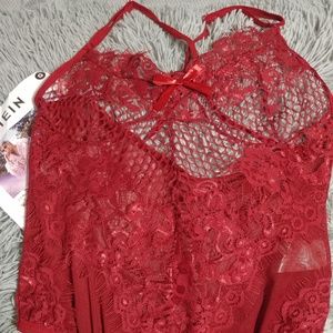 Red Lace Lingerie Bodysuit